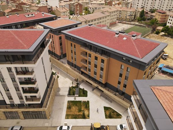 Bloklar ve çatı düzeni, hava görünümü