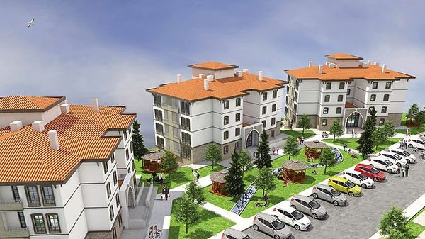 İç avlu, oyun alanı ve otopark
